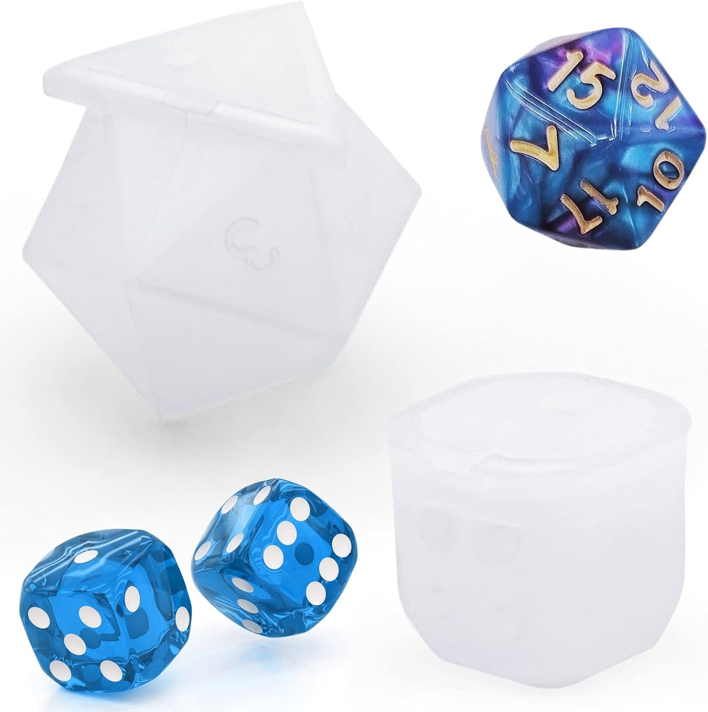 Polyhedral Dice Molds - D20, D6, Standard Dice Silicone Molds for DIY Epoxy Resi