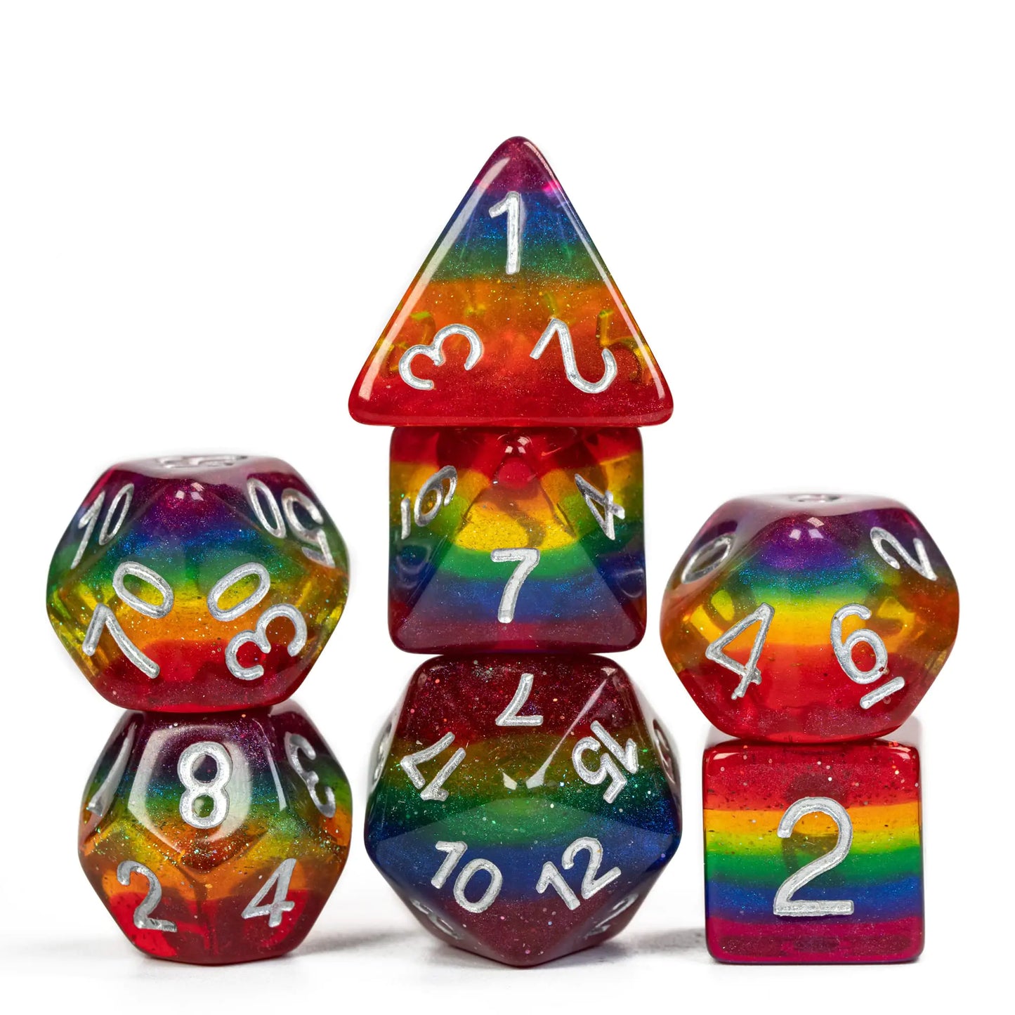 HDdais 7PCS Rainbow-Pride Polyhedral Dice Set Homosexual Flag D&D Dice for Dungeons and Dragons DND Dice for RPG MTG and Other Table Games
