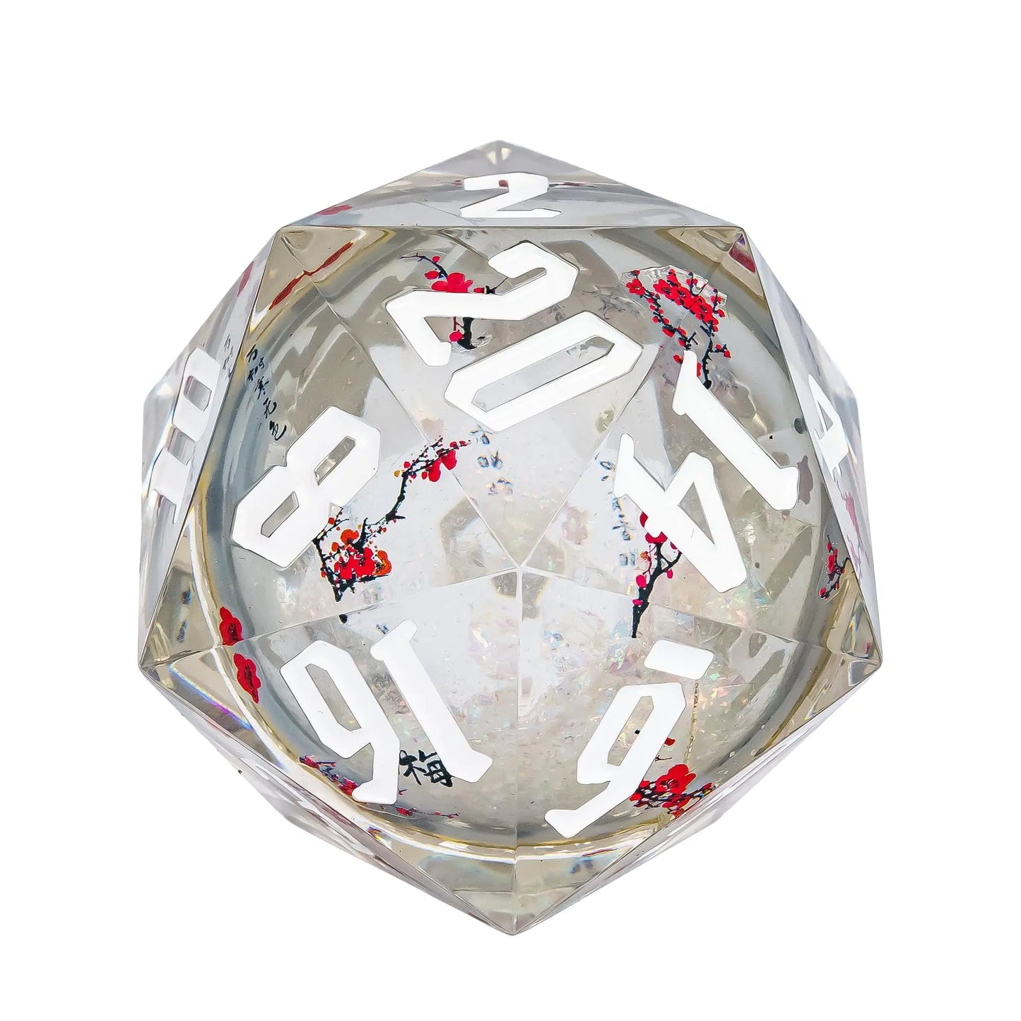 Cusdie Large D20 Dice 55mm with Sharp Edges D&D 20 Sided Dice Handmade Dice DND Giant D20 for Dungeons and Dragons RPG Table Games(Plum Blossom)