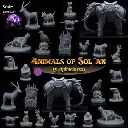 26 Animal Minis for DND Miniatures 28Mm Unpainted Dungeons and Dragons Miniatures I for D&D Miniatures & DND Minis Fantasy RPG | for DND Figures & Tabletop Miniatures | Campaign Setting