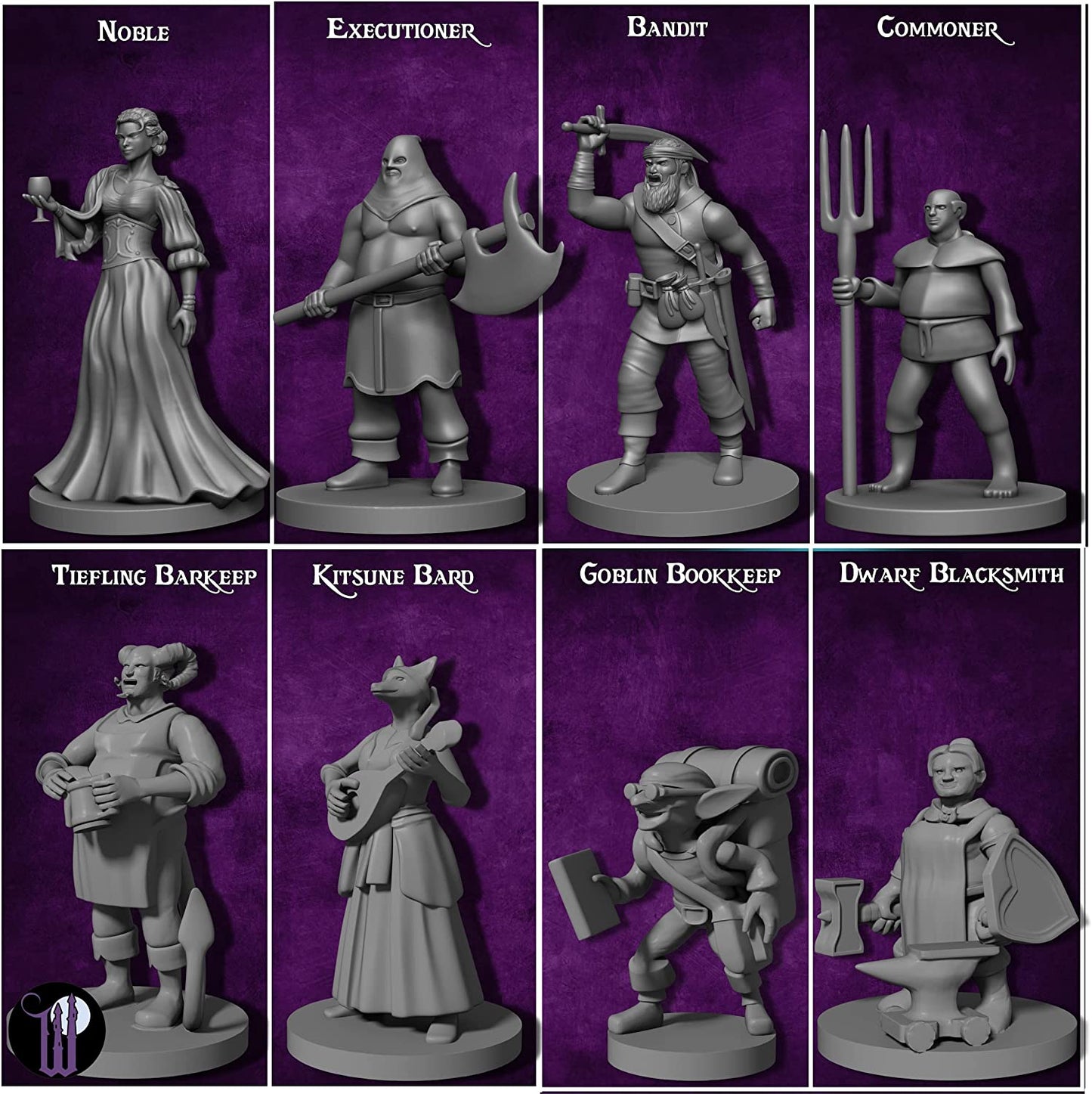 Wildspire 29 Whimsical Townsfolk Fantasy Set for DND Miniatures Dungeons Dragons Starter Pack D&D Minis Tabletop Unpainted NPC Bulk Set of Paintable Figures for D D Accessories and Pathfinder