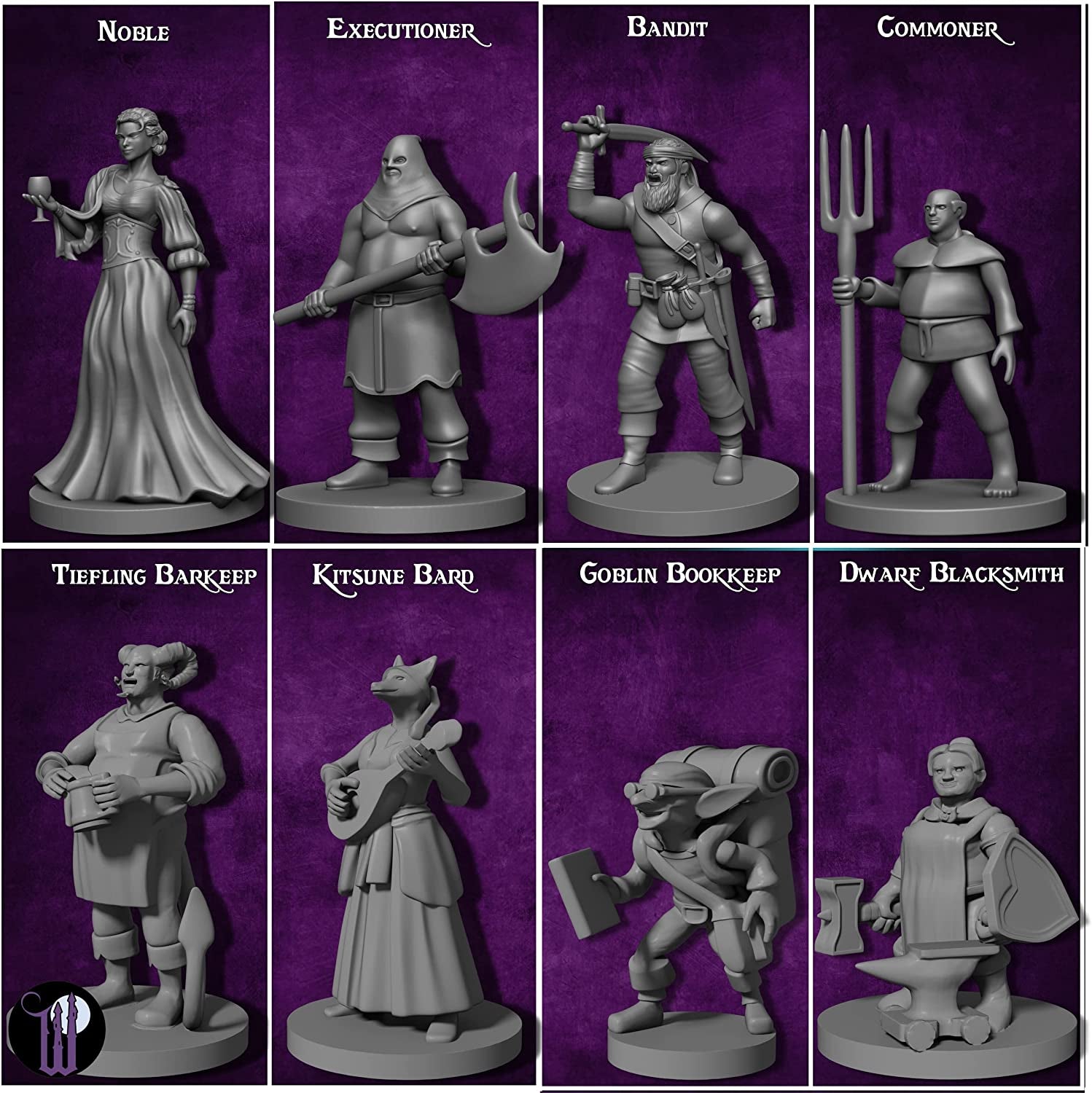 Wildspire 29 Whimsical Townsfolk Fantasy Set for DND Miniatures Dungeons Dragons Starter Pack D&D Minis Tabletop Unpainted NPC Bulk Set of Paintable Figures for D D Accessories and Pathfinder