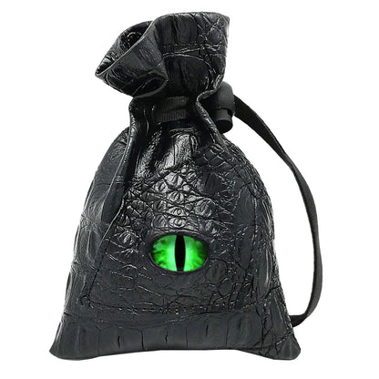 Haxtec DND Dice Bag Dragon Eye Leather RPG Dice Pouch for Metal and Resin Dices (Venom-Green Eye)…