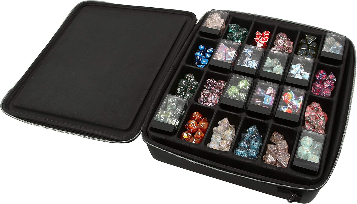 Double Dice Tray Dice Case - Holds 40 Plastic Dice Storage Cubes or 14 Dice per Section up to 560 Total Dice - Dice Tray and Display Case Compatible with Chessex Cubes and Dnd Dice