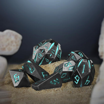 Dungeons and Dragon Dice of 7, Metal Set D&D Polyhedral DND S Blue