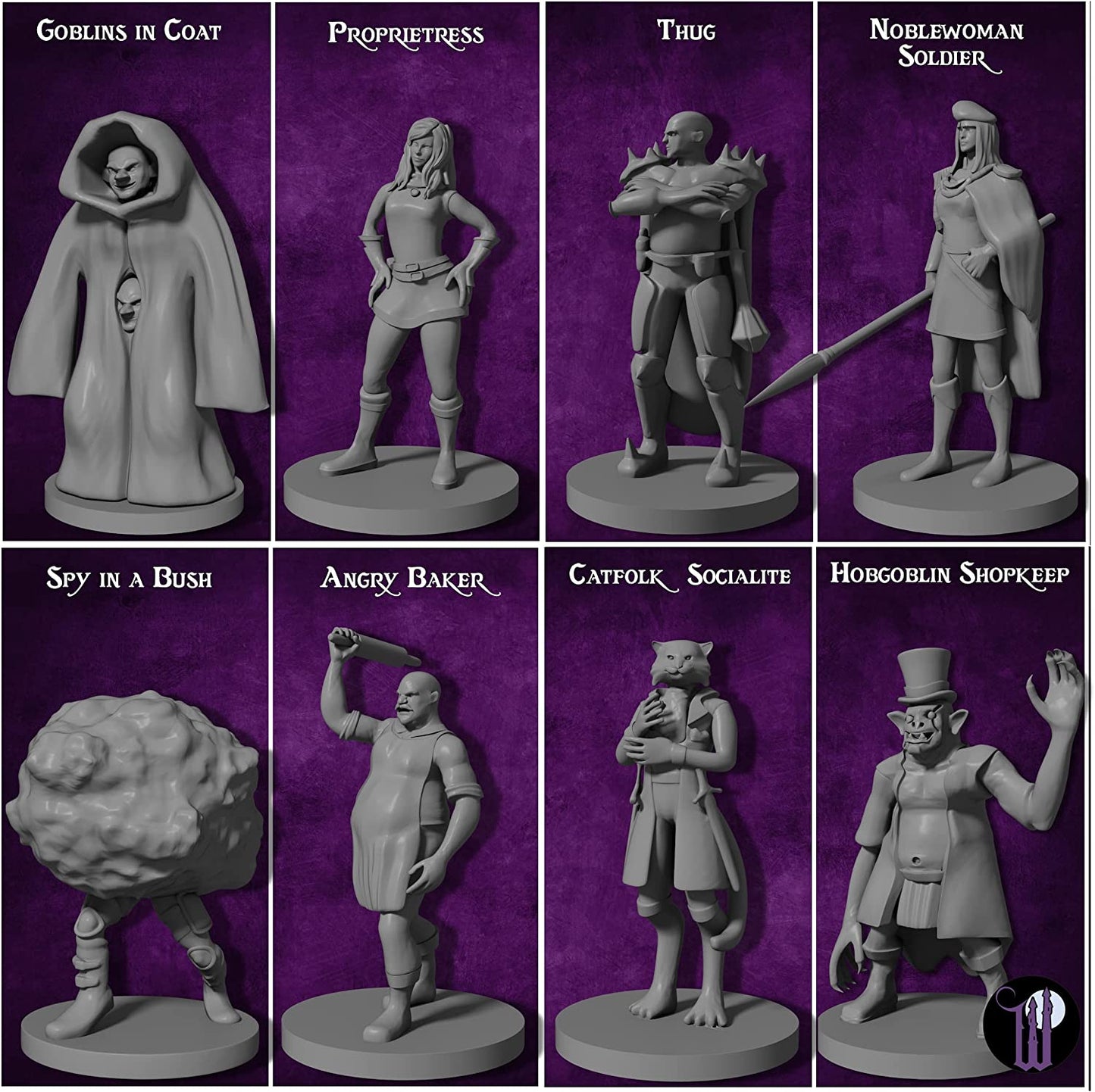 Wildspire 29 Whimsical Townsfolk Fantasy Set for DND Miniatures Dungeons Dragons Starter Pack D&D Minis Tabletop Unpainted NPC Bulk Set of Paintable Figures for D D Accessories and Pathfinder
