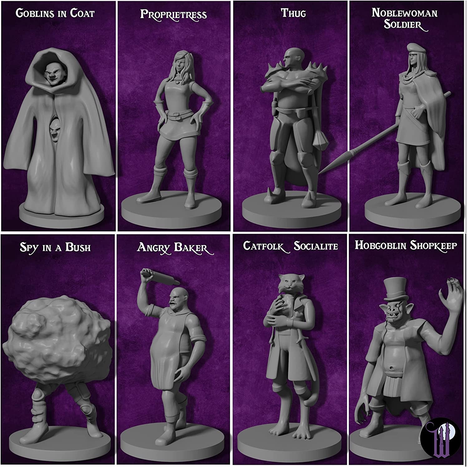 Wildspire 29 Whimsical Townsfolk Fantasy Set for DND Miniatures Dungeons Dragons Starter Pack D&D Minis Tabletop Unpainted NPC Bulk Set of Paintable Figures for D D Accessories and Pathfinder