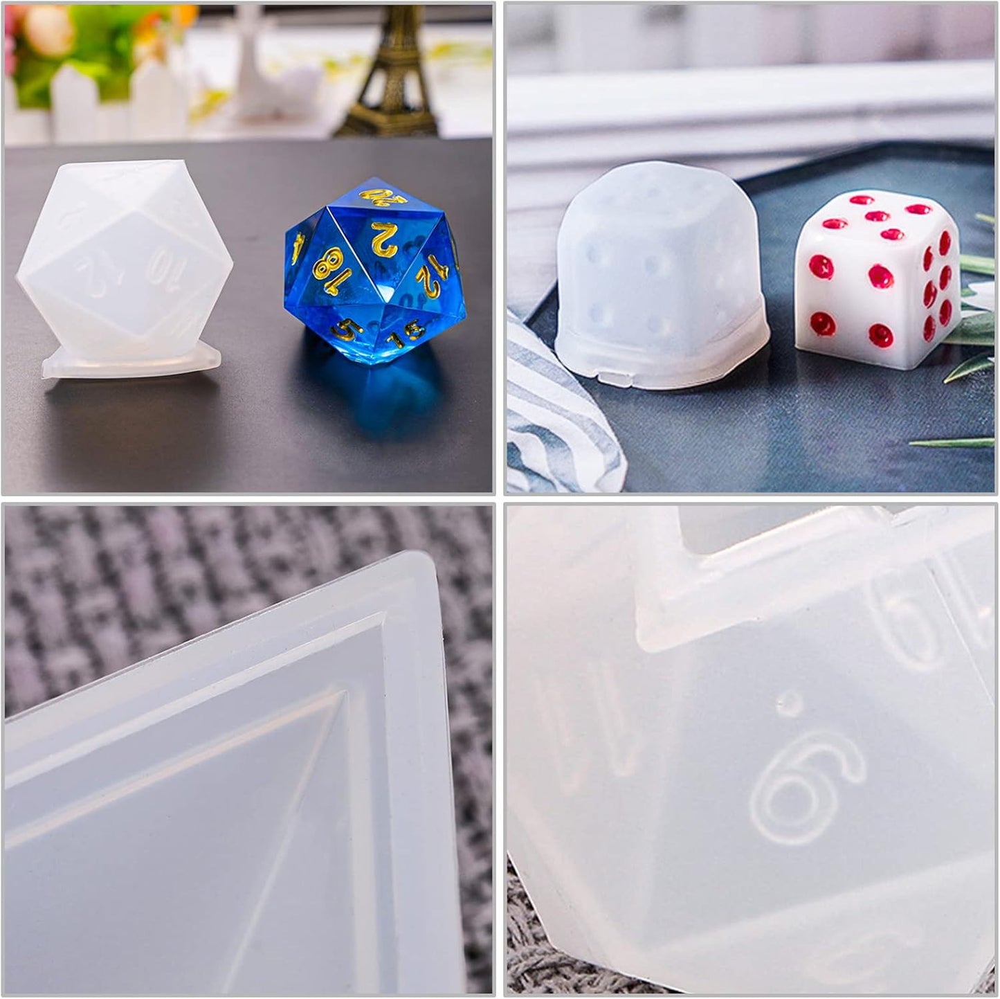 Polyhedral Dice Molds - D20, D6, Standard Dice Silicone Molds for DIY Epoxy Resi