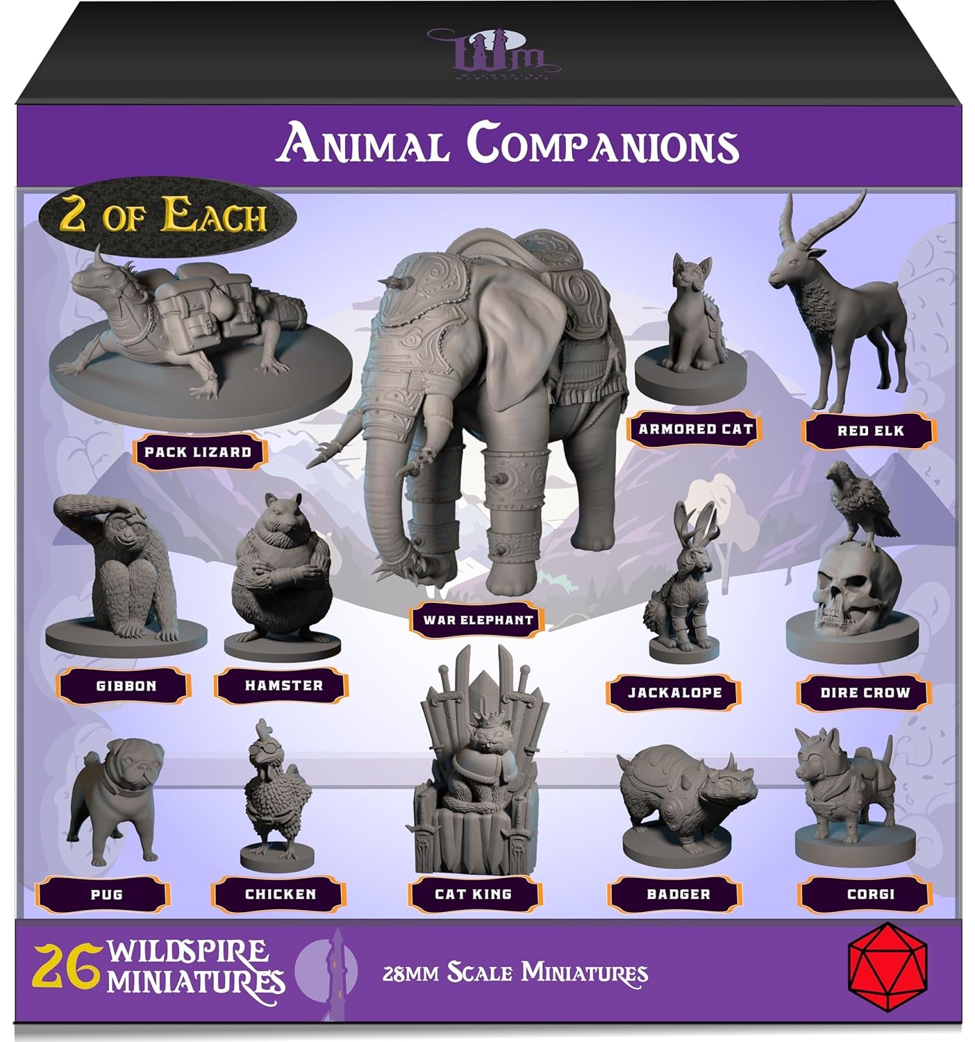 26 Animal Minis for DND Miniatures 28Mm Unpainted Dungeons and Dragons Miniatures I for D&D Miniatures & DND Minis Fantasy RPG | for DND Figures & Tabletop Miniatures | Campaign Setting
