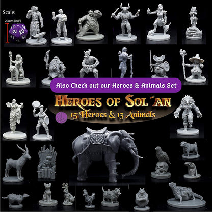 Wildspire 29 Whimsical Townsfolk Fantasy Set for DND Miniatures Dungeons Dragons Starter Pack D&D Minis Tabletop Unpainted NPC Bulk Set of Paintable Figures for D D Accessories and Pathfinder