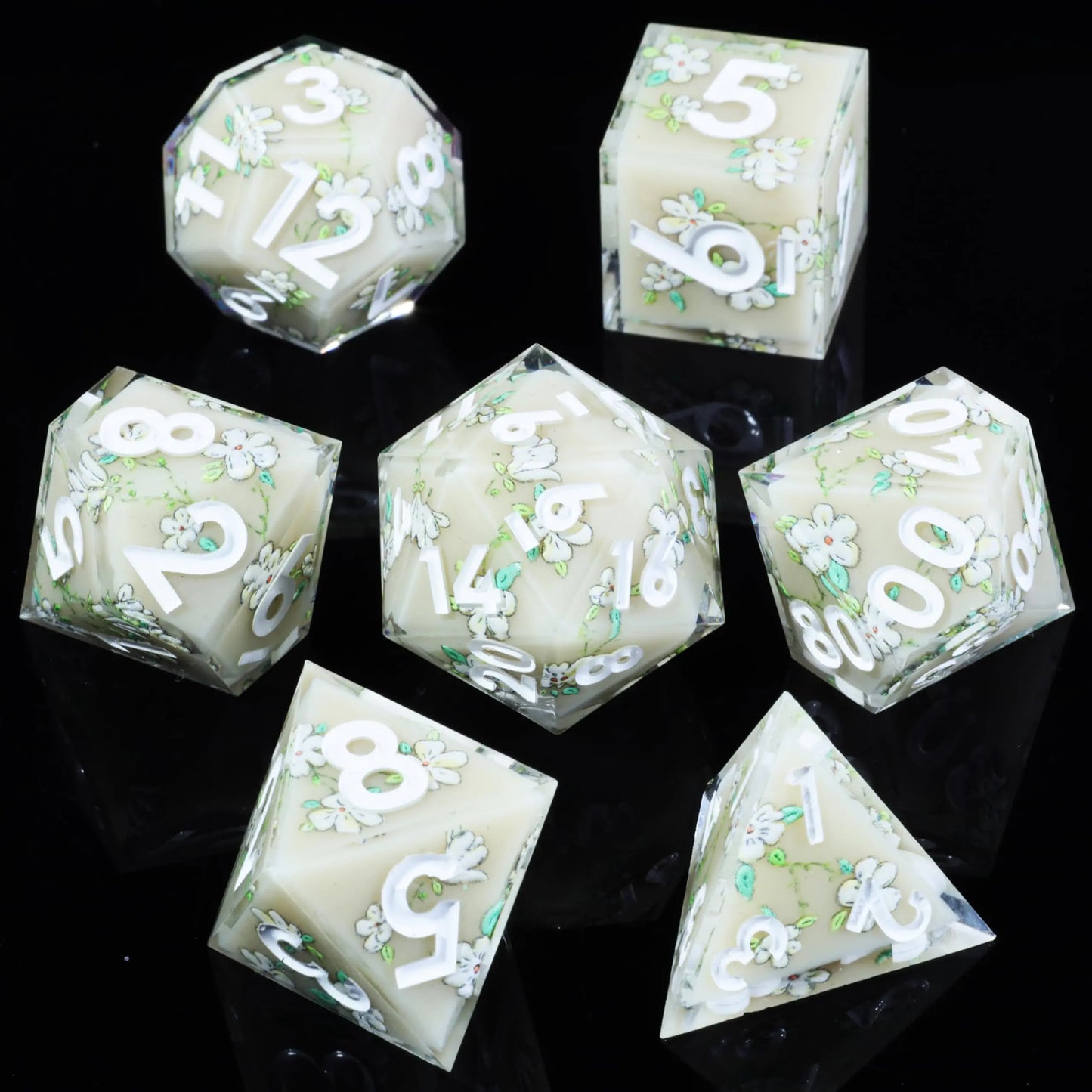 D&D Dice Sharp Edge Dice Polyhedral Dice Mini Planet Dice Dungeons and Dragons Dice Handmade Dice Set (Secret Love)