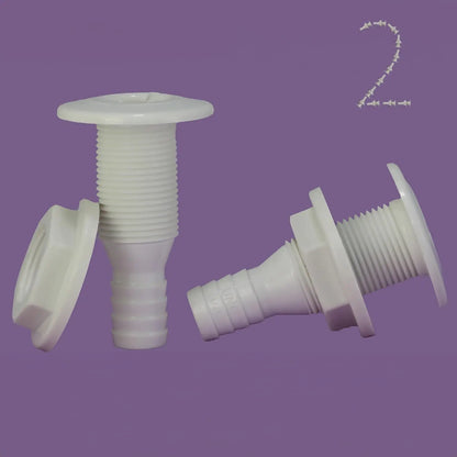 ploota 2 Pcs 1" Marine ABS Plastic Thru-Hull Fittings for BoatsThrough Hull Connectors Boat Plumbing Accessories Drain Connectors for Yachts and Marine Vessels