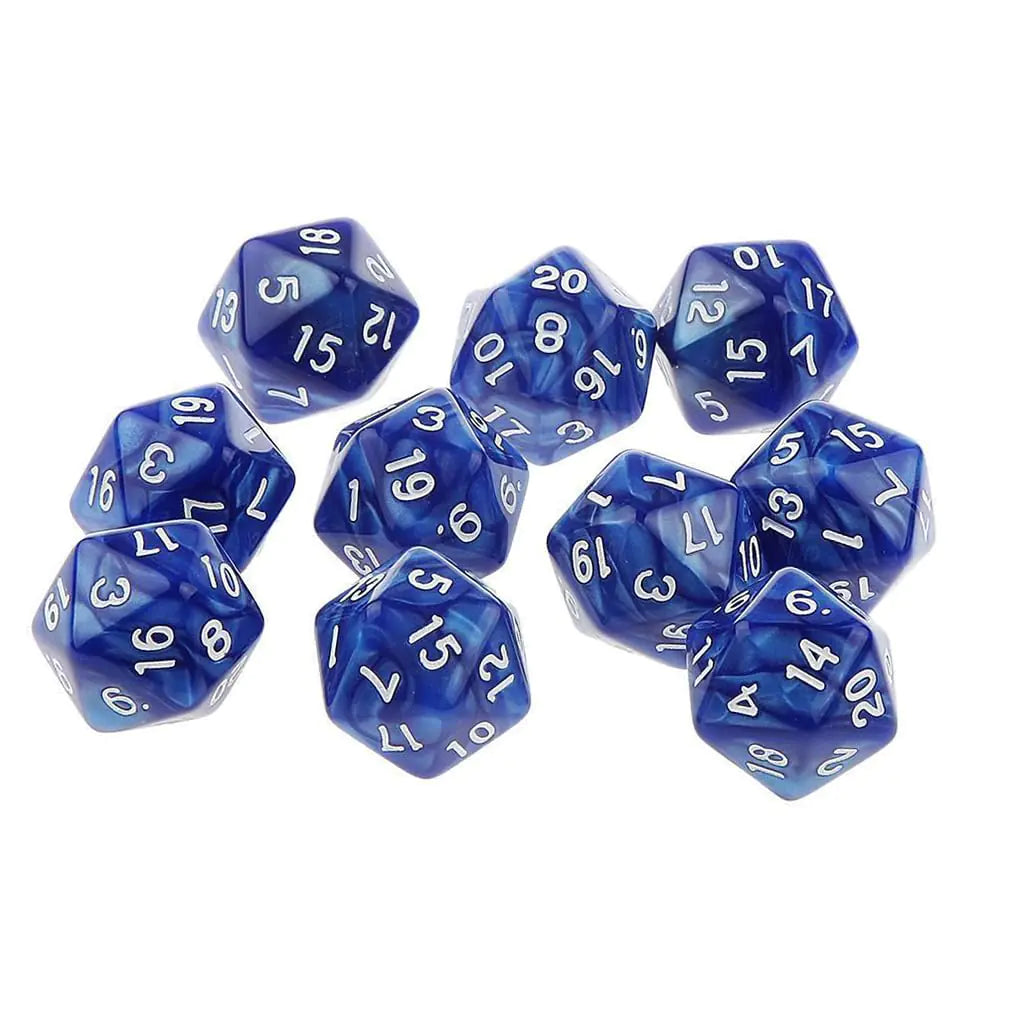 Yiotfandoll 10PCS Polyhedral Dice D20 Dice 20mm Acrylic 20 Sided Dice Game Dice for RPG MTG DND Dice Table Games (Blue)