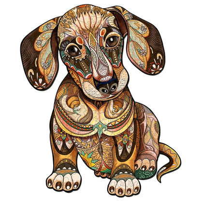 Aeekdook Wooden Puzzles for Adults - 100 Pieces Dachshund Dog Puzzle Wood Puzzles Adult - Wooden Jigsaw Puzzles for Adults Unique Shape Relax Puzzles (S-8.6 * 7.2in)