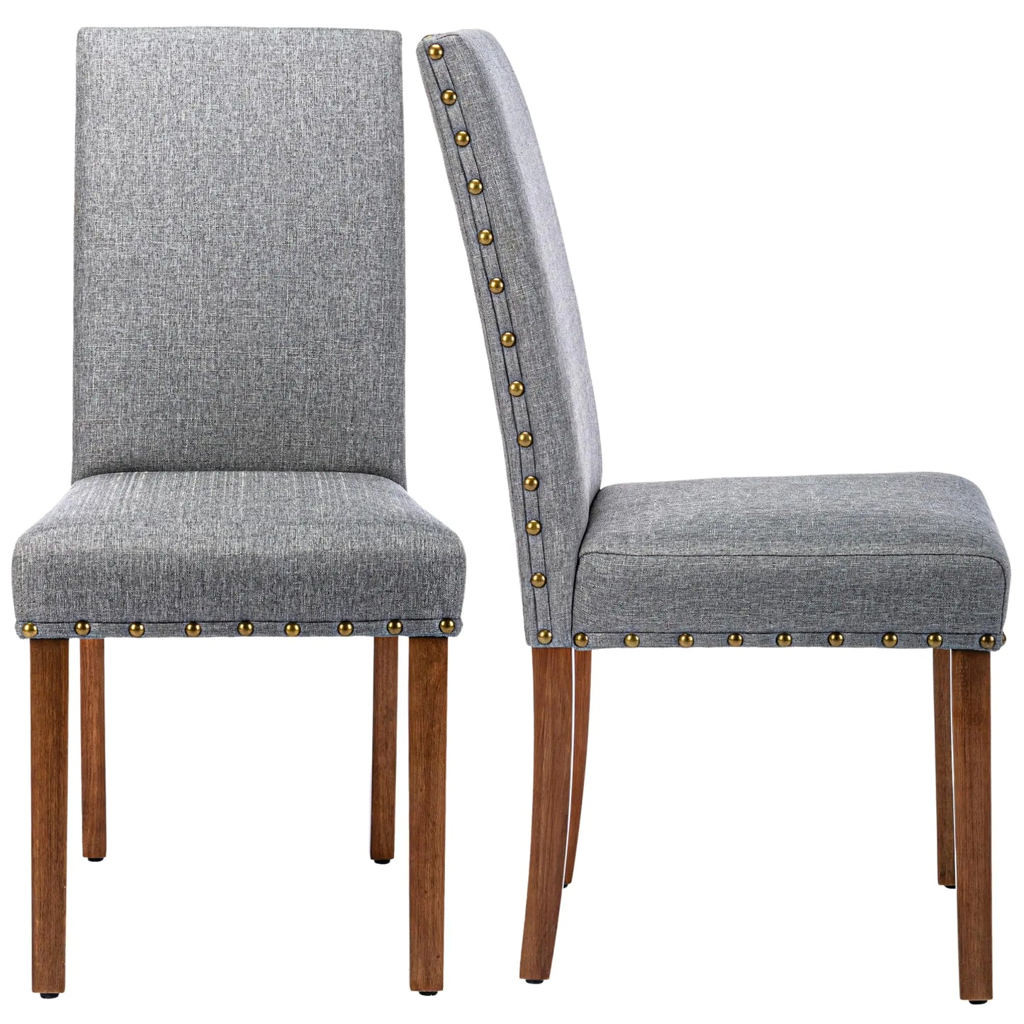 Snugway Parsons Kitchen Dining Chair Set Room Modern Upholstered Stylish Fabric High Back with Nailhead Trim