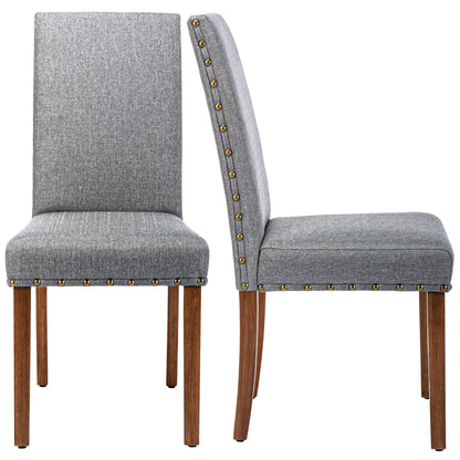 Snugway Parsons Kitchen Dining Chair Set Room Modern Upholstered Stylish Fabric High Back with Nailhead Trim