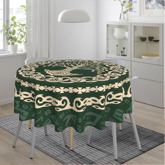 Aoojanu Tablecloth Celtic Sacred Symbols Druid Totem Round Tablecloth Waterproof Kitchen Dining Room Picnic Party Table Cloth