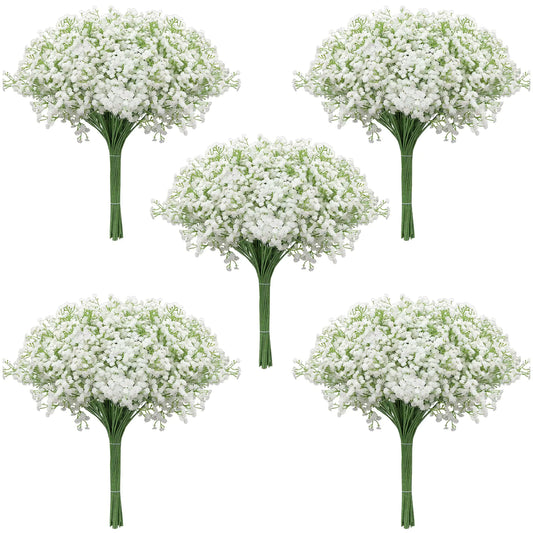 ZUMELER Babys Breath Artificial FlowersWhite Baby Breath Flowers Artificial Bulk 50pcs Fake Babys Breath Real Touch Flowers for Wedding Party Home Garden Decoration