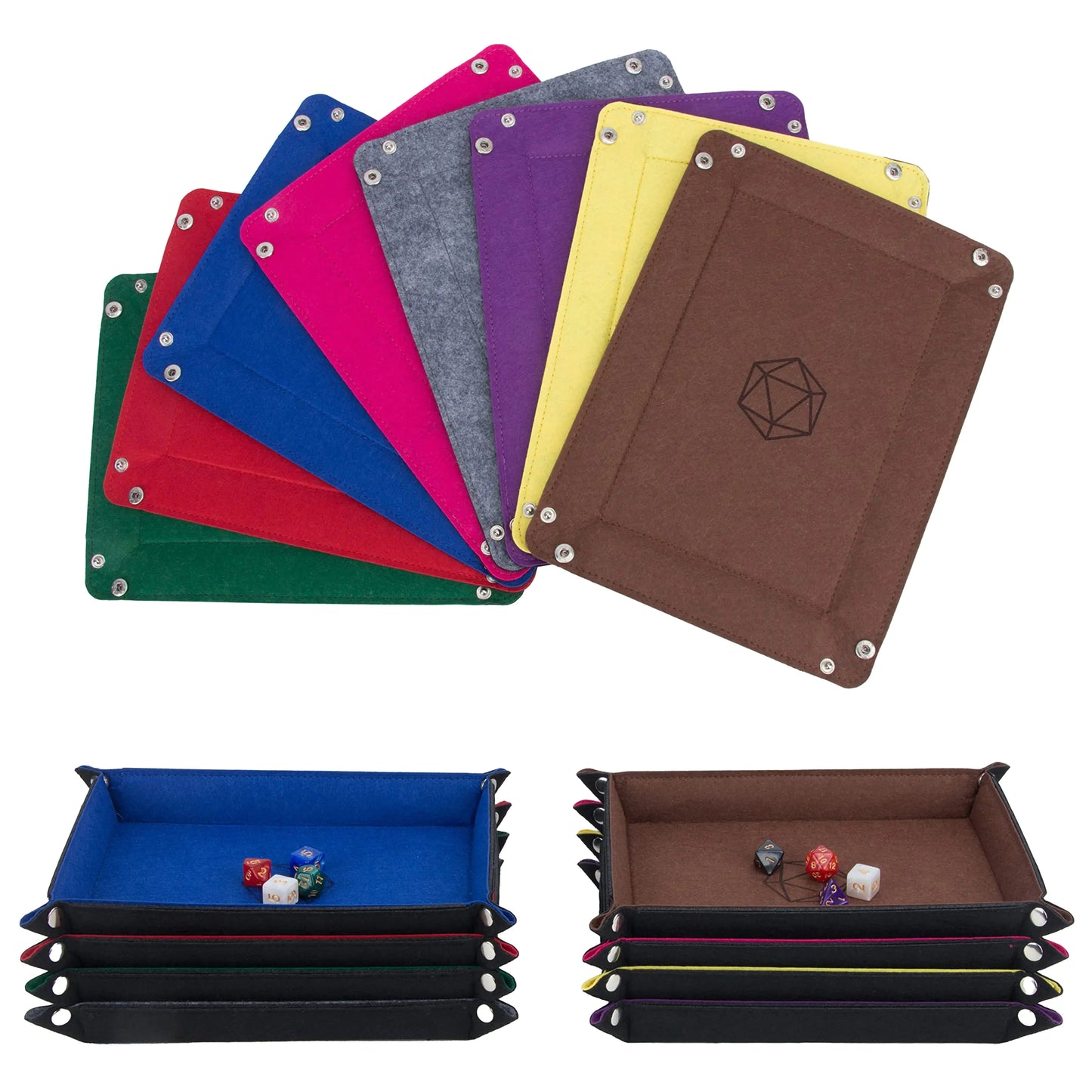 KISLANE Dice Tray 8 Pieces Folding Rectangle Dice Tray Felt Dice Tray Holder for DND RPG MTG and Other Board Games (Rectangle)