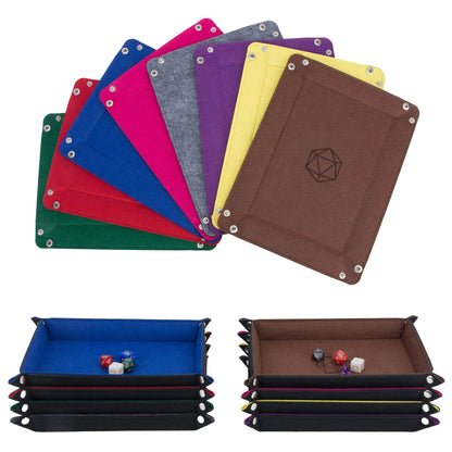 KISLANE Dice Tray 8 Pieces Folding Rectangle Dice Tray Felt Dice Tray Holder for DND RPG MTG and Other Board Games (Rectangle)