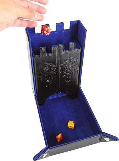 Draco Castle Foldable Dice Tray and Dice Tower - Foldable DND Dice Tray and Dice Rolling Tray Tower - Perfect for Dungeons and Dragons RPG and Tabletop Gaming
