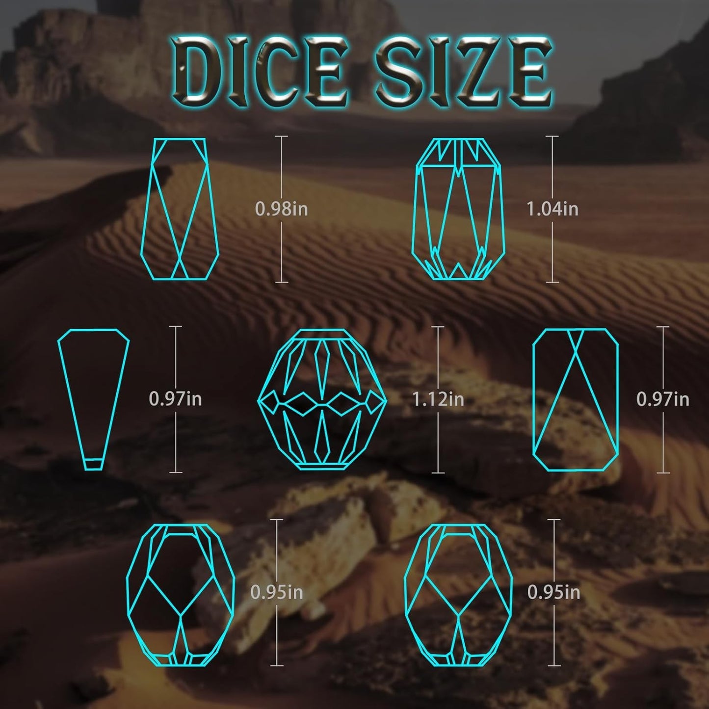 Dungeons and Dragon Dice of 7, Metal Set D&D Polyhedral DND S Blue