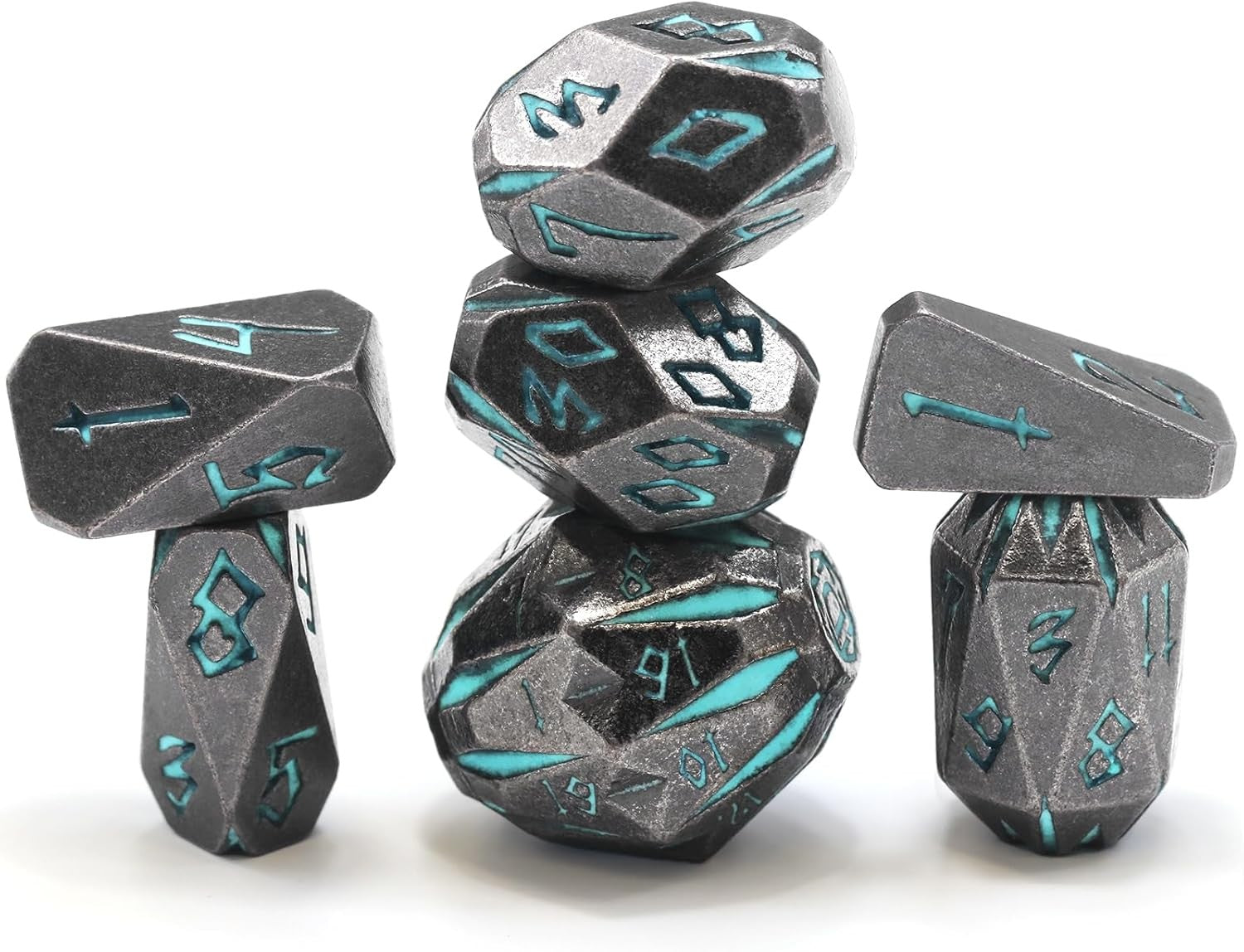 Dungeons and Dragon Dice of 7, Metal Set D&D Polyhedral DND S Blue