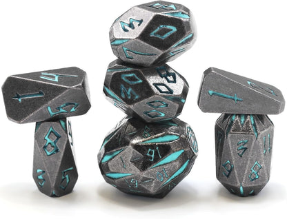 Dungeons and Dragon Dice of 7, Metal Set D&D Polyhedral DND S Blue