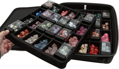 Double Dice Tray Dice Case - Holds 40 Plastic Dice Storage Cubes or 14 Dice per Section up to 560 Total Dice - Dice Tray and Display Case Compatible with Chessex Cubes and Dnd Dice