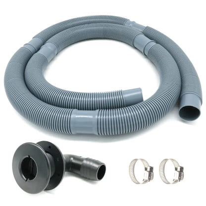 Marine Bilge Pump Hose 1-1/8 Inch Plumbing Kit 6 FT Long 90 degree Black Elbow Thru Hull Scupper Flapper Valve Stainless Steel Clamps