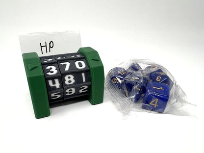 MunnyGrubbers - 1 Pack Life Counter - HP Tracker - (Tracking Cards & Random 7PC D20 Dice Set Included) - MTG - Tabletop RPG - Board Games - DND - Dungeons and Dragons (1 Pack - Green)