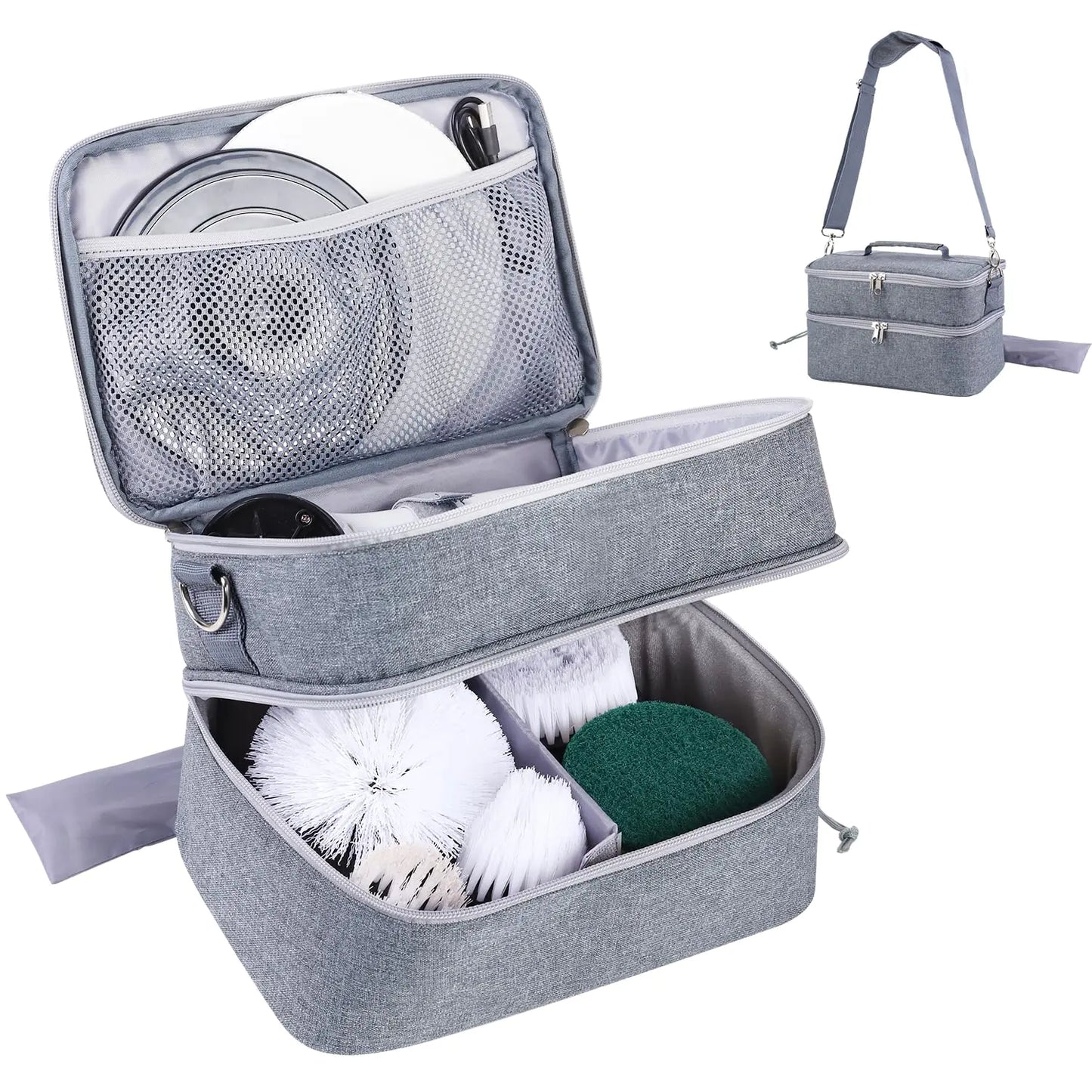 EKRISON Storage Bag Compatible with Electric Spin Scrubber Portable Organizer for Cleaning Brush Carry Case for Bathroom Floor Windows Cleaning Tool Household Cleaning Supplies Organizer Bag Only