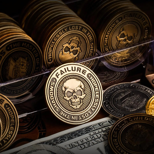 Metal D2 Dice Coin - DND Lucky Coin Retro Dual-Sided with Success and Failure Symbols for TRPG Tabletop Gaming