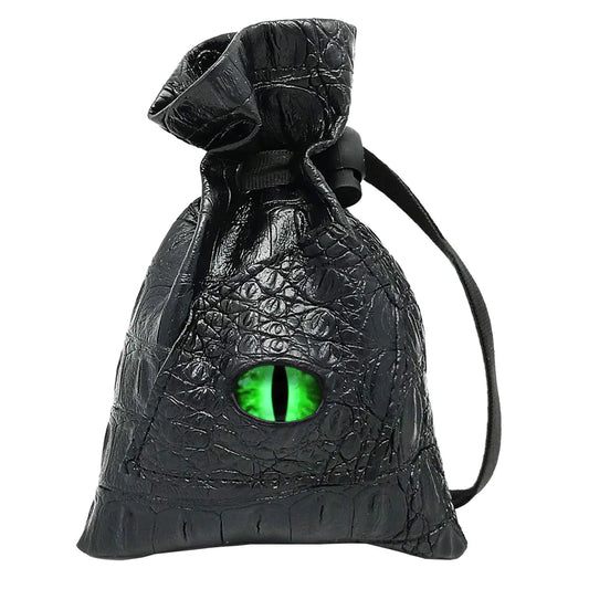 Haxtec DND Dice Bag Dragon Eye Leather RPG Dice Pouch for Metal and Resin Dices (Venom-Green Eye)…