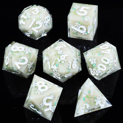 D&D Dice Sharp Edge Dice Polyhedral Dice Mini Planet Dice Dungeons and Dragons Dice Handmade Dice Set (Secret Love)
