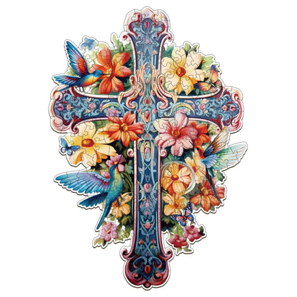 Wooden Puzzles for Adults - Blessing Cross Wooden Puzzle Unique Shaped Wooden Jigsaw Puzzles for Adults Wood Puzzles Adult Perfect for Birthday Gift Family Puzzles 190 Pieces 11.4 x 8in Medium