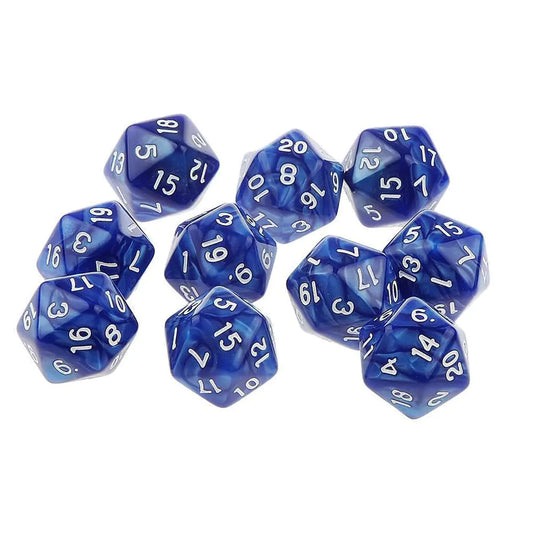 Yiotfandoll 10PCS Polyhedral Dice D20 Dice 20mm Acrylic 20 Sided Dice Game Dice for RPG MTG DND Dice Table Games (Blue)