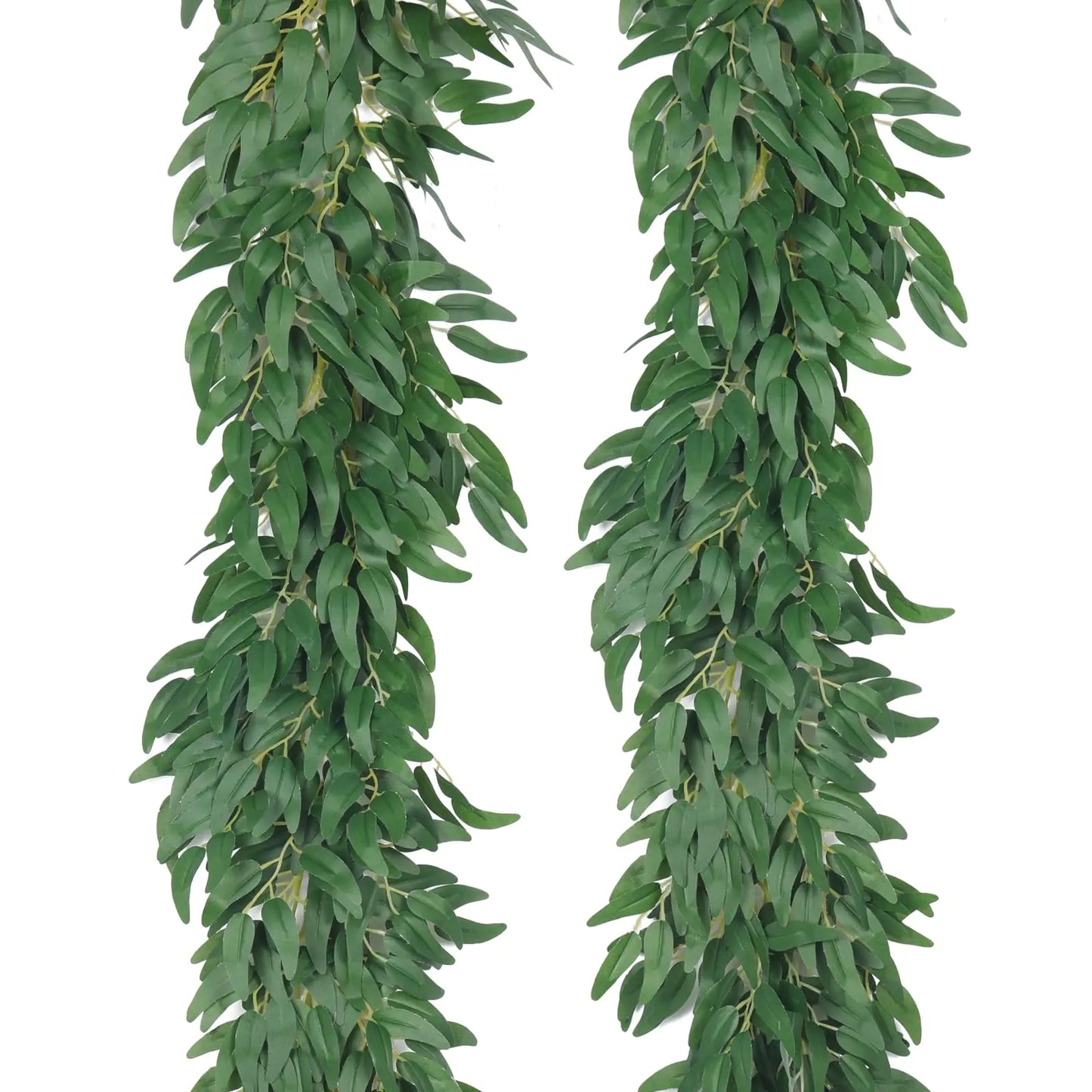 Artificial Willow Leaves Vine Twigs 2Pcs 6Ft Fake Hanging Plant Silk Willows Leaf Ivy Garland Faux Italian Ruscus Greenery Decor for Indoor Outdoor Wedding Arch Jungle Beach Birthday Party Home Garden