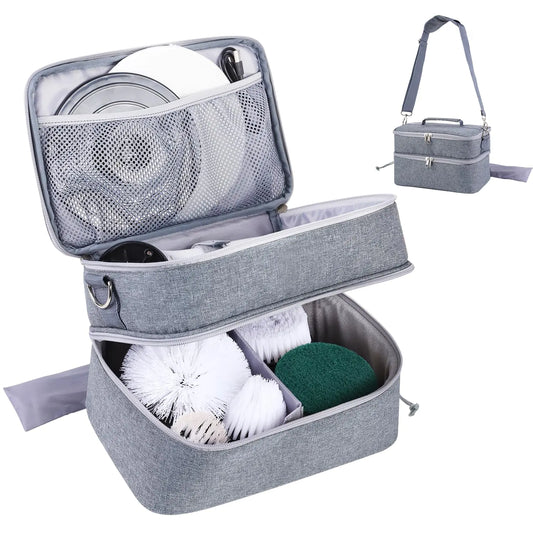 EKRISON Storage Bag Compatible with Electric Spin Scrubber Portable Organizer for Cleaning Brush Carry Case for Bathroom Floor Windows Cleaning Tool Household Cleaning Supplies Organizer Bag Only